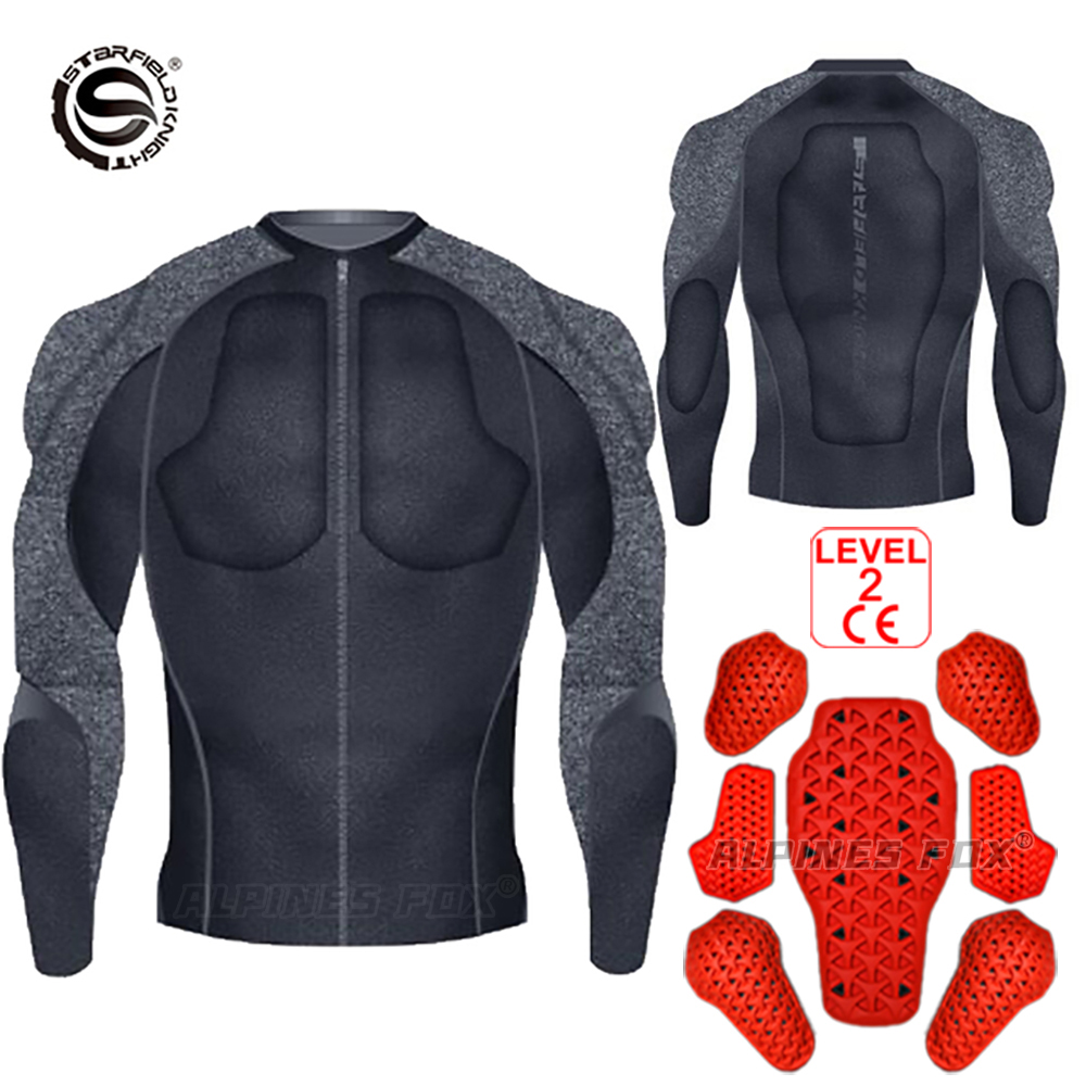 Motorcycle Gear Fox - เสื้อแจ็คเก็ตมอเตอร์ไซค์แบบนุ่มสำหรับฤดูร้อน ระดับ CE 2 ชุดเกราะป้องกันร่างกายสำหรับผู้ชาย เสื้อผ้าป้องกันสำหรับขี่มอเตอร์ไซค์วิบาก