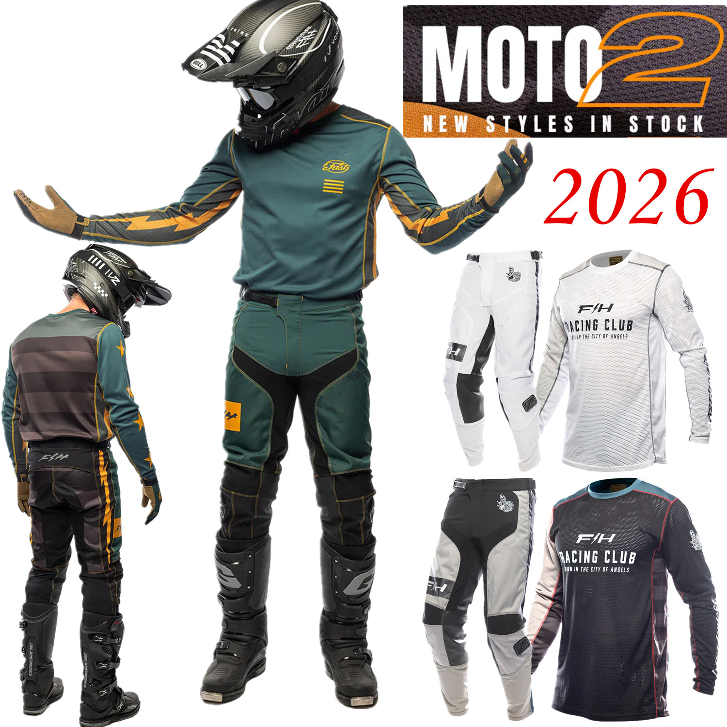 Motorcycle Gear Bundle - ชุดอุปกรณ์มอเตอร์ครอสออฟโรด 2026 FH MX ชุดแข่งมอเตอร์ไซค์วิบาก เสื้อเจอร์ซีย์และกางเกงเอ็นดูโร่